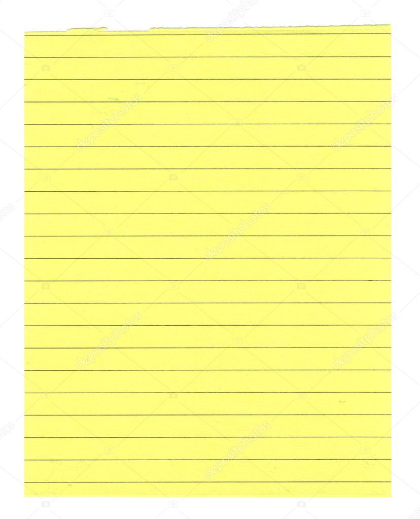 Yellow lined paper isolated