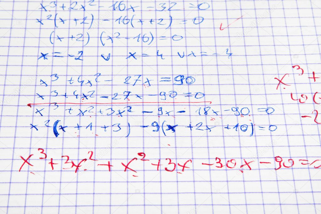 Hand written maths calculations