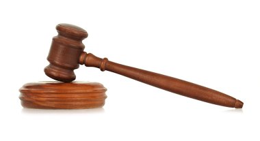 Wooden gavel with reflection clipart