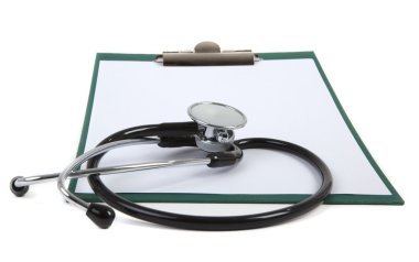 Blank clipboard with stethoscope clipart
