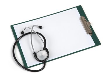 Blank clipboard with stethoscope clipart