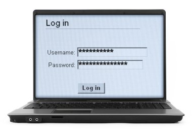 Notebook with log in screen clipart