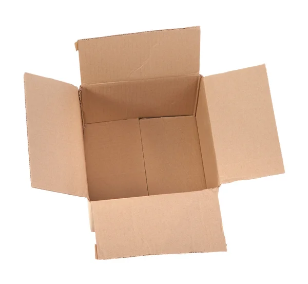 Caja de cartón abierta en blanco —  Fotos de Stock