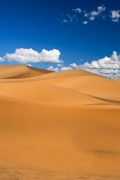 Sand dunes and cumulus clouds — Stock Photo, Image