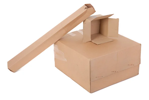 Três caixas de papelão — Fotografia de Stock