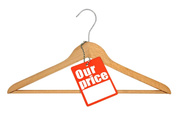 Kleiderbügel und Preisschild — Stockfoto