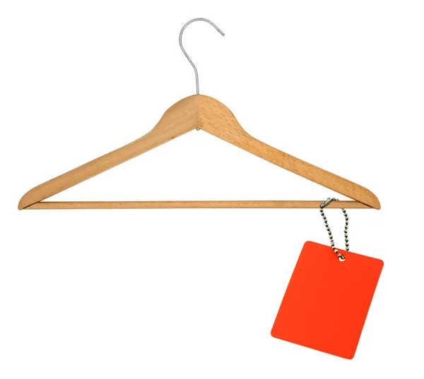 Kleiderbügel und leeres Preisschild — Stockfoto