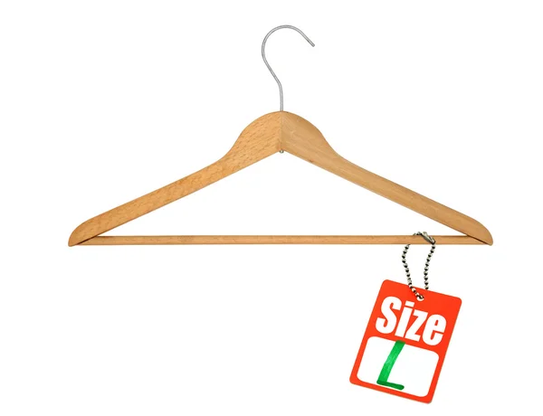 Kleiderbügel und L-Size-Tag — Stockfoto