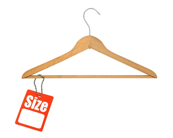 Percha de abrigo y etiqueta de tamaño — Foto de Stock