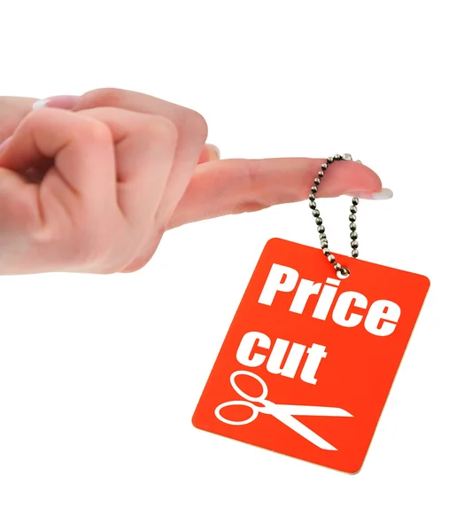 Hand holding price tag — Stock Photo, Image