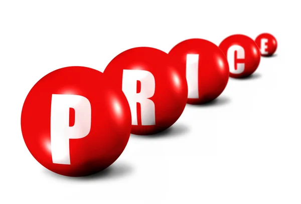 Palabra de precio rojo hecha de esferas — Foto de Stock
