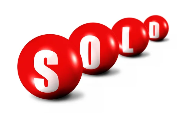 Red Sold word made of spheres on white — Stock Photo, Image