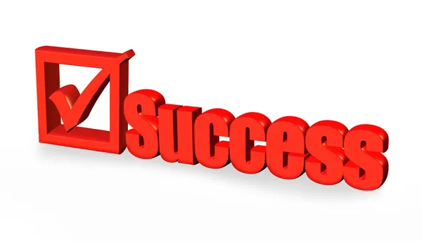 Red success word and tick sign — Stock Photo, Image