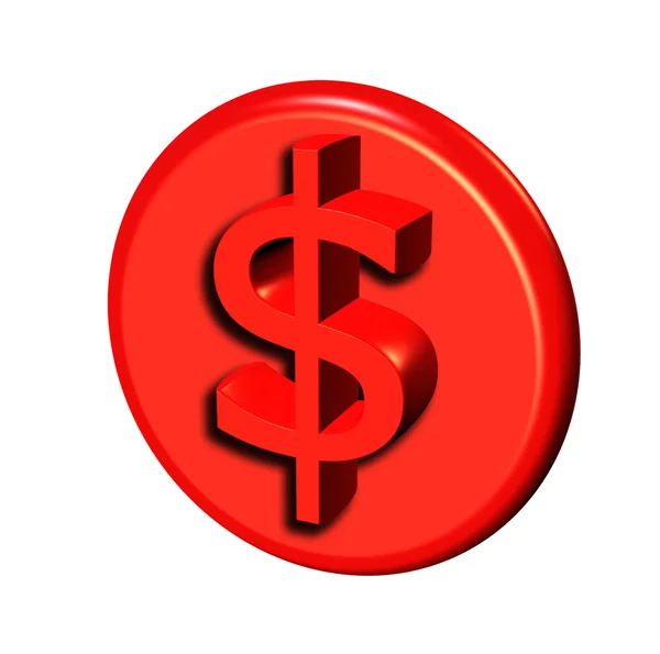 Czerwony przycisk 3d Dolar — Zdjęcie stockowe