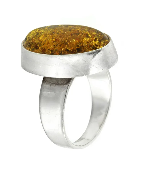Amber ezüst gyűrű — Stock Fotó