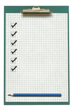 Clipboard with checklist and pencil clipart