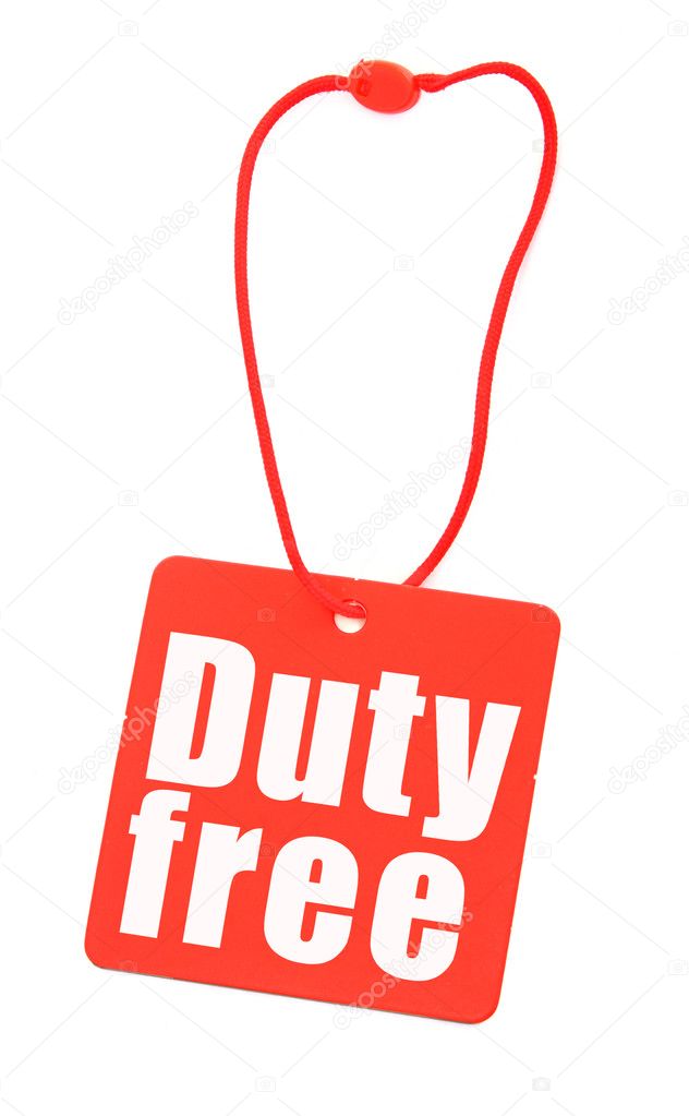 Duty free tag on white