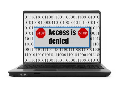 Access is denied notice on a notebook clipart