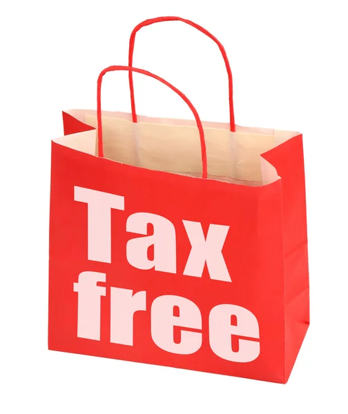 Red paper bag with tax free sign — Stock Photo, Image