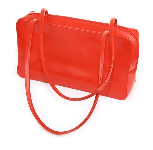 Red leather handbag — Stock Photo, Image