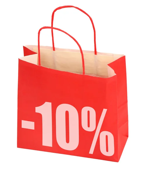 Мешок для покупок со знаком -10% — стоковое фото