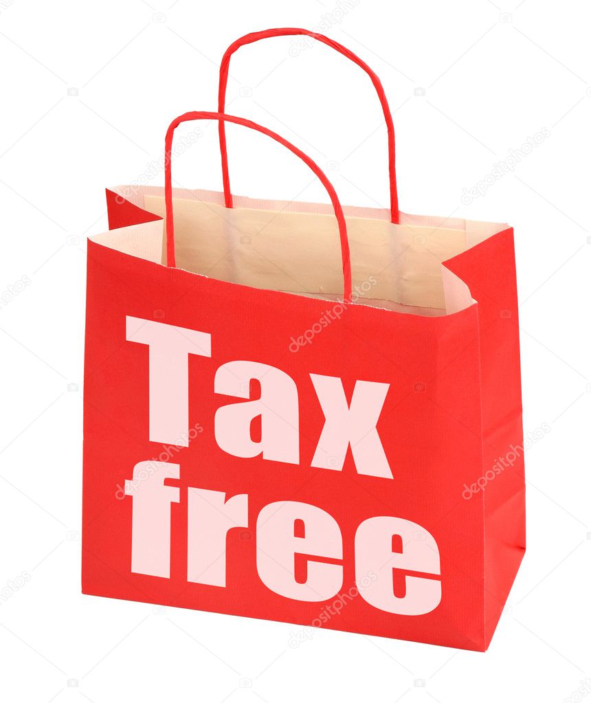 Red paper bag with tax free sign
