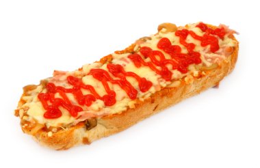 Hot ham and cheese baguette clipart