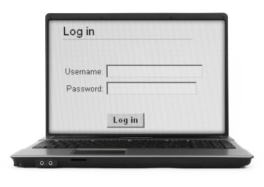 Notebook with log in screen clipart