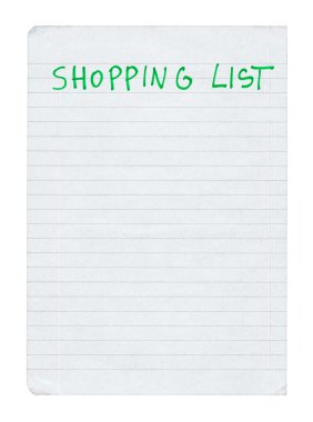 Shopping list clipart