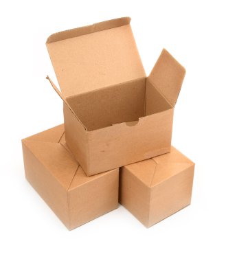 Three cardboard boxes on white clipart