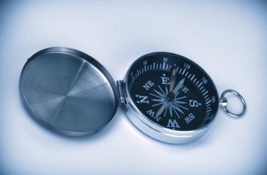 Open compass in blue clipart