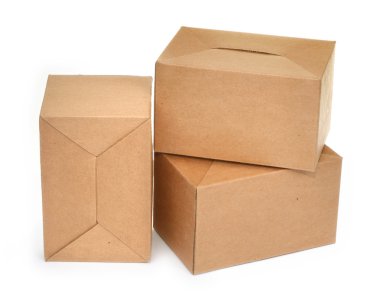Three cardboard boxes