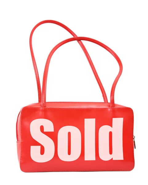 Handbag with sold sign — Stock Photo, Image