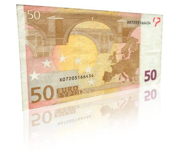 Fifty Euro banknote with reflection — Stock Photo, Image