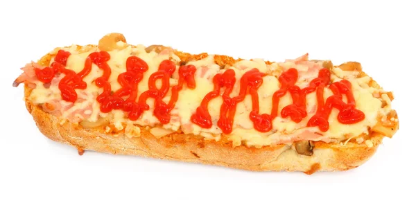 Hot ham and cheese baguette — Stock Photo, Image