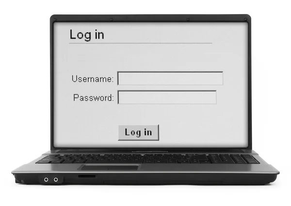 Notebook with log in screen — Stock Photo, Image