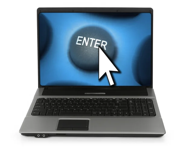 Laptop met enter-knop — Stockfoto
