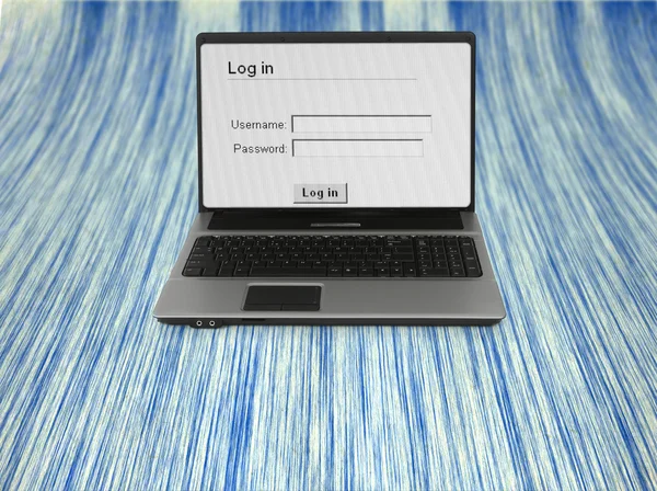 Notebook with log in screen — Stock Photo, Image