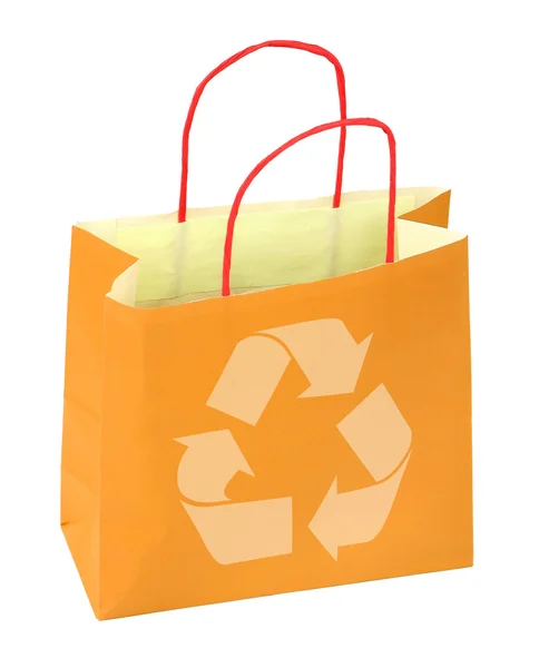Мешок для покупок с символом переработки — стоковое фото