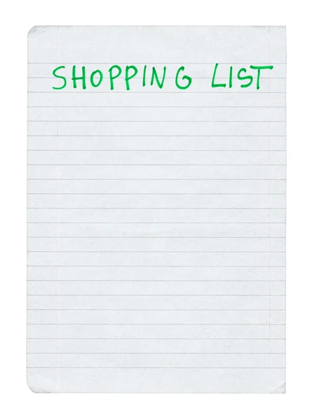 Lista della spesa — Foto Stock