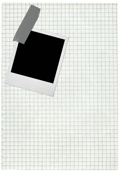 Squared paper page and blank photo — Stock Photo, Image
