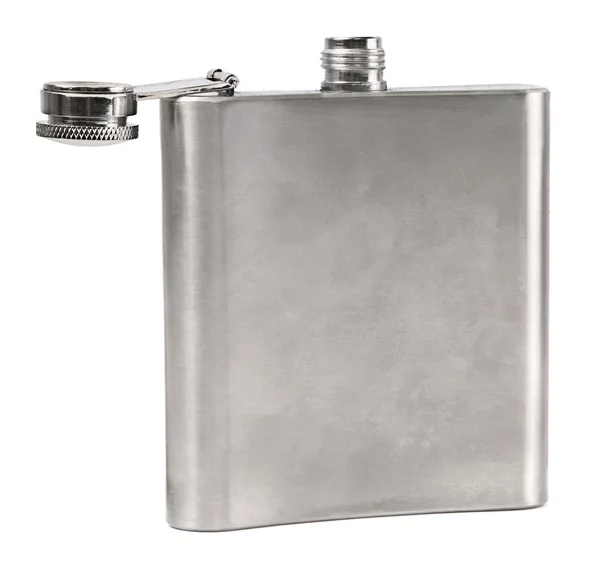 Hip flask on white — Stock Photo, Image