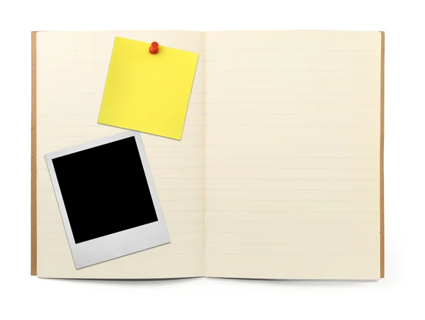 Exercise book with photo frame — Stock Photo, Image