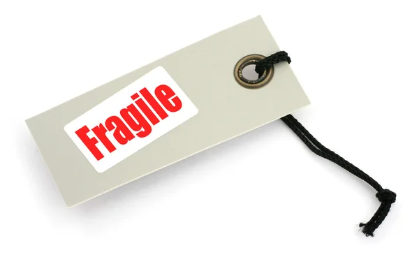 Tag fragile su sfondo bianco — Foto Stock