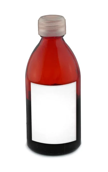 Скляна пляшка з порожньою етикеткою — стокове фото