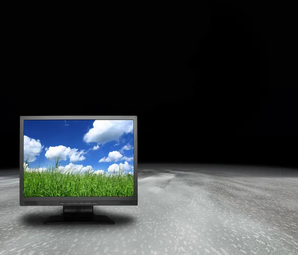 Soyut bir gezegende LCD ekran — Stok fotoğraf