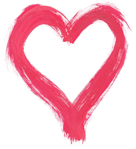Rosa handmålade hjärta — Stockfoto
