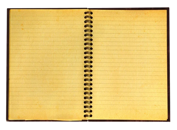 Yellowed open notebook — Stock Photo, Image