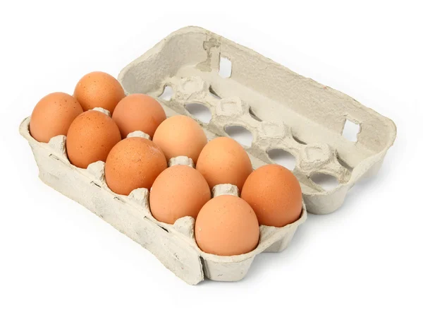 Ten eggs in a box — Stock Photo, Image