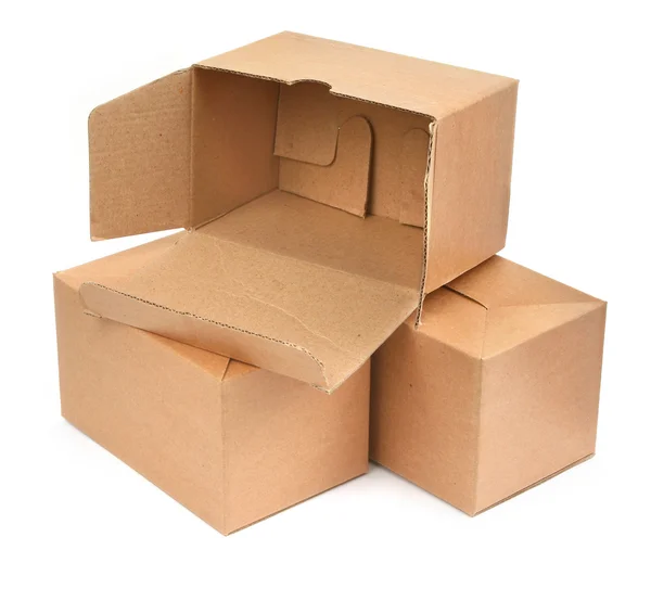Drie kartonnen dozen — Stockfoto